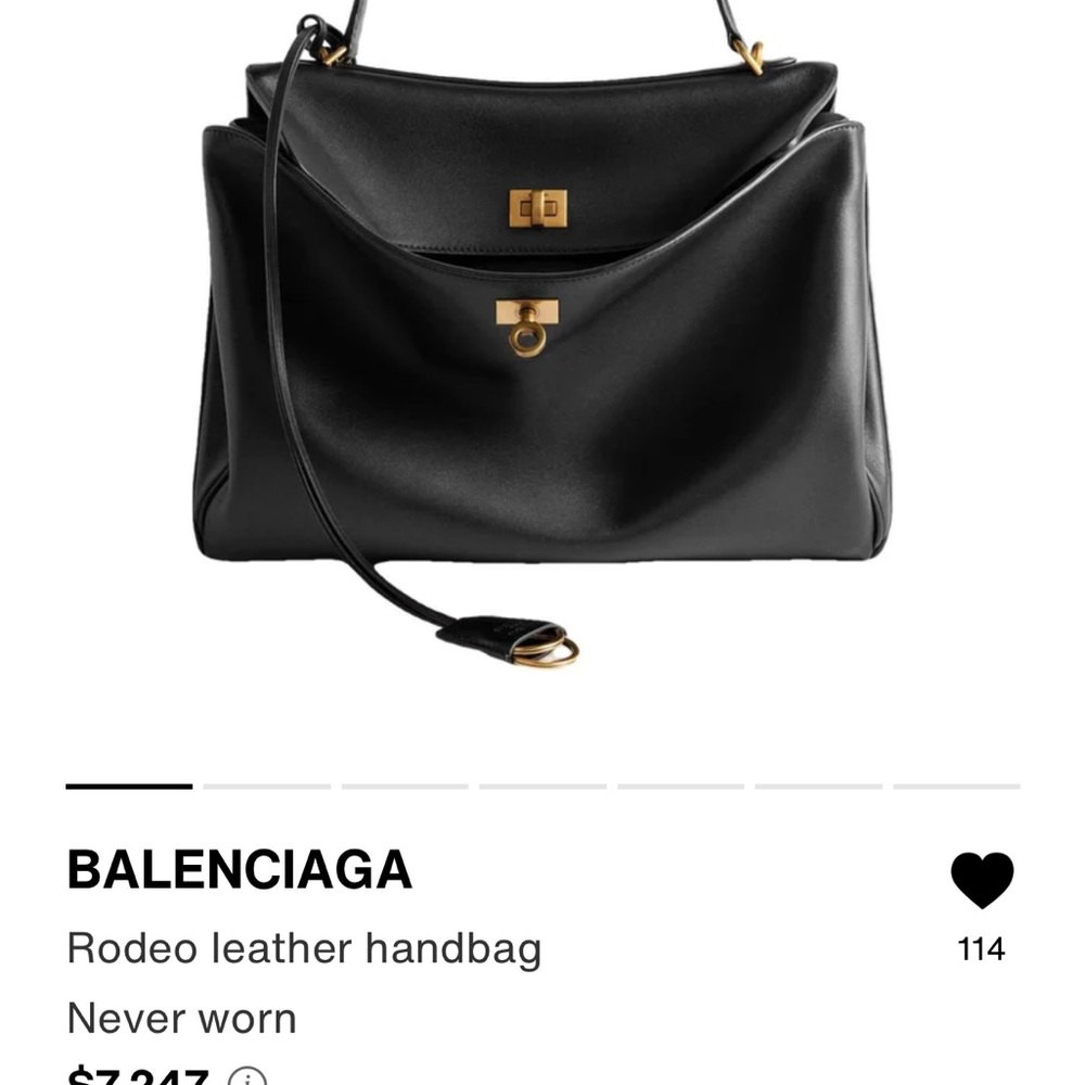 New - Balenciaga Black Rodeo Medium Leather Shoulder Bag with gold hardware
